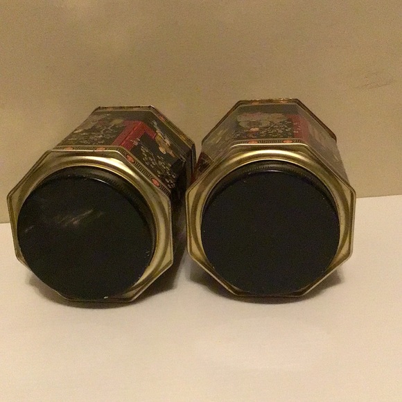 Vintage asian tea cannisters retro decor collectible black gold red authentic - Picture 6 of 9